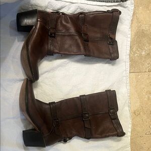 Frye Carmem 3 Strap Brown Leather Women's Boots Size 7
